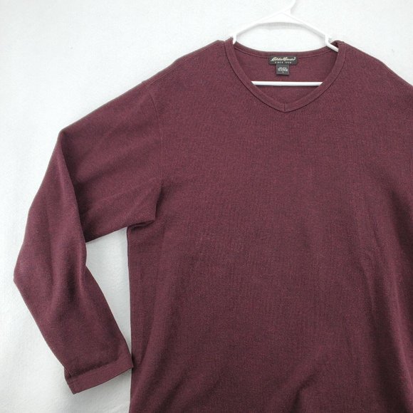 EDDIE BAUER Sweater Men's Long Sleeve V-Neck 100% Cotton Purple Size Large - Picture 4 of 12